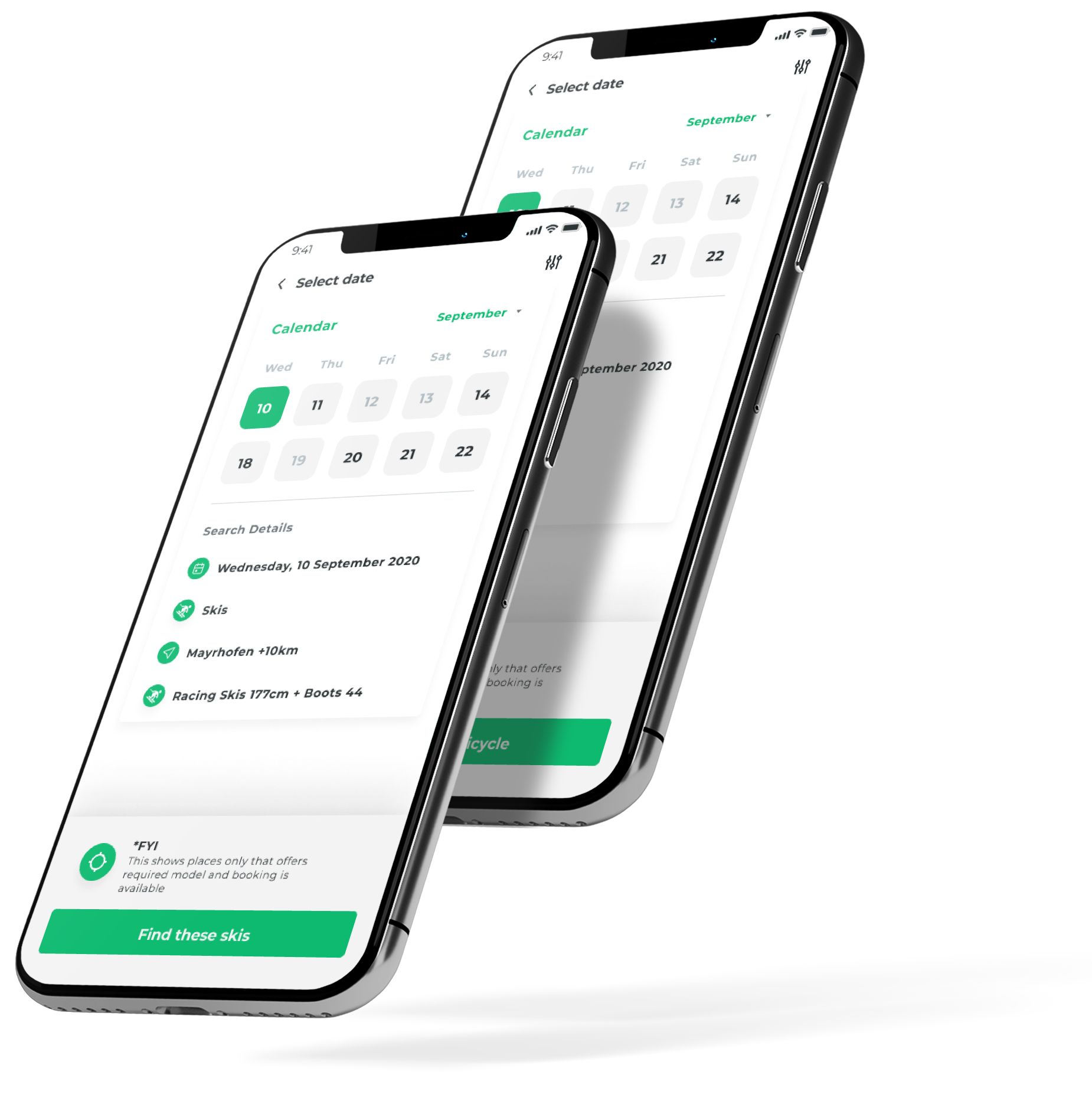 E-Bike and Ski Rental Application Filters